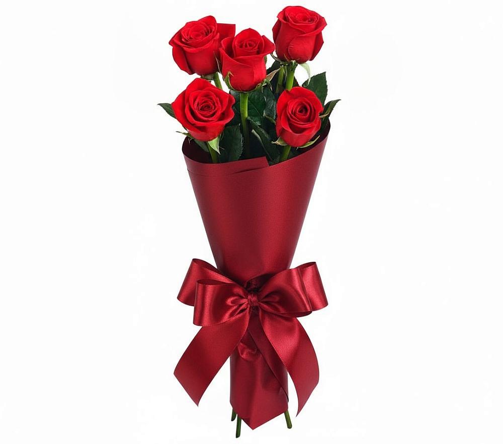 Букет 5 Красных роз Эдлесс Лав в Московском