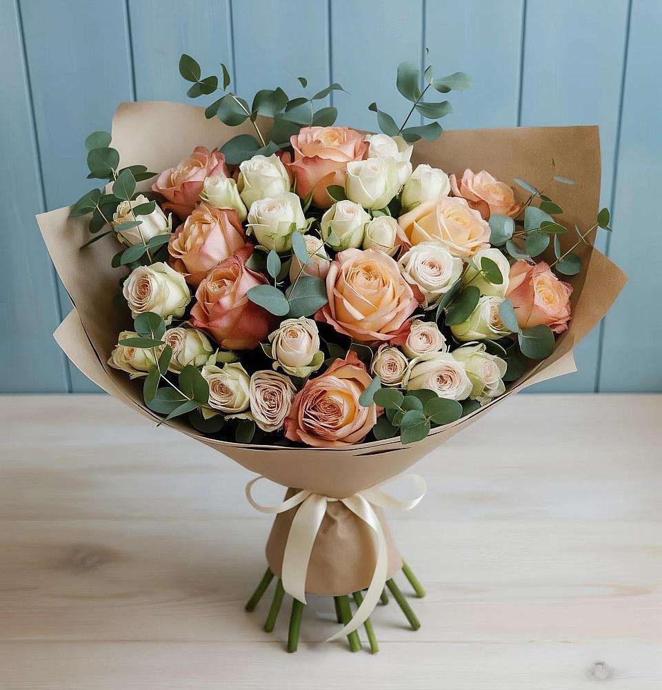 Букет цветов из: Альстромерии и Розы в Московском