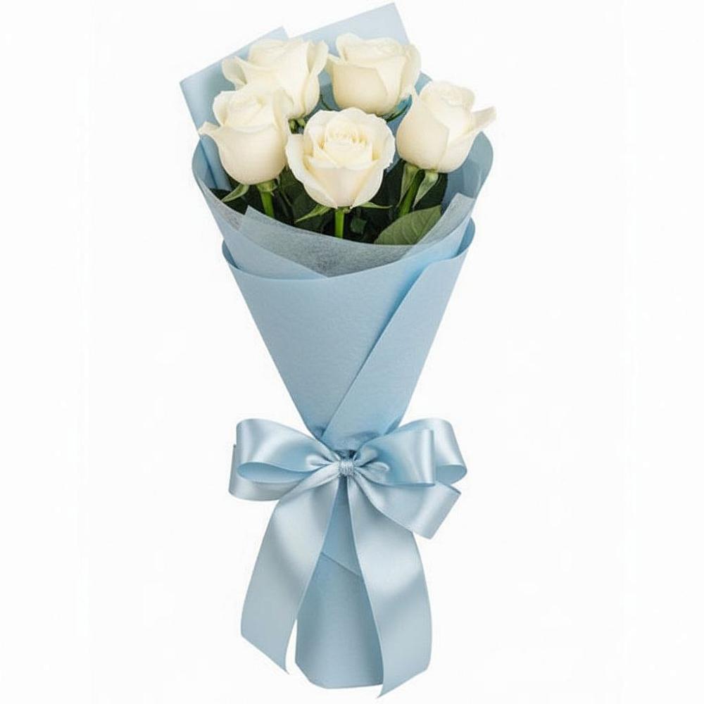 Букет 5 Белых роз Проуд в Московском