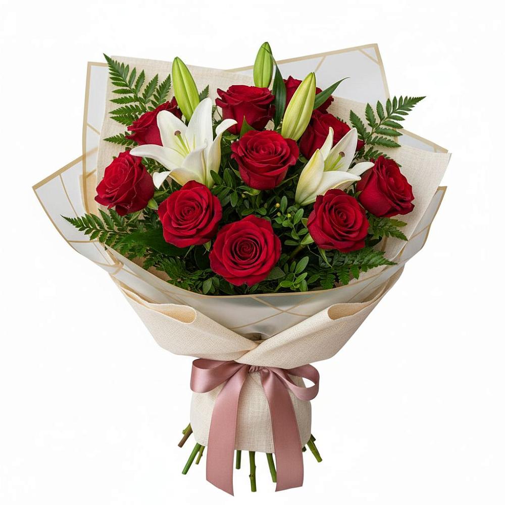 Букет цветов из: Лилии и Розы в Московском