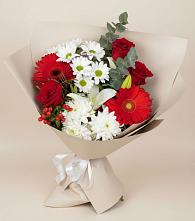 Букет цветов из:  Розы, Хризантемы, Герберы и Лилии в Московском