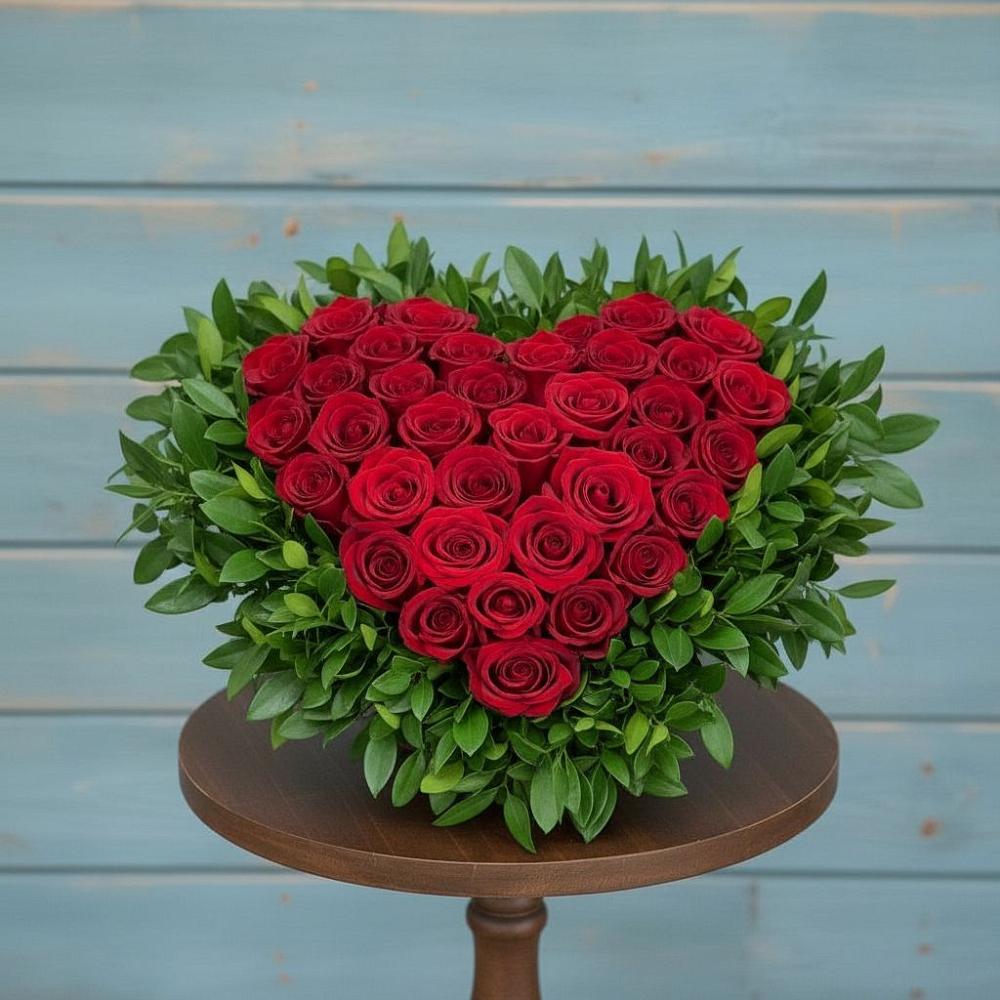 Цветочная композиция из Розы в виде сердца в Московском