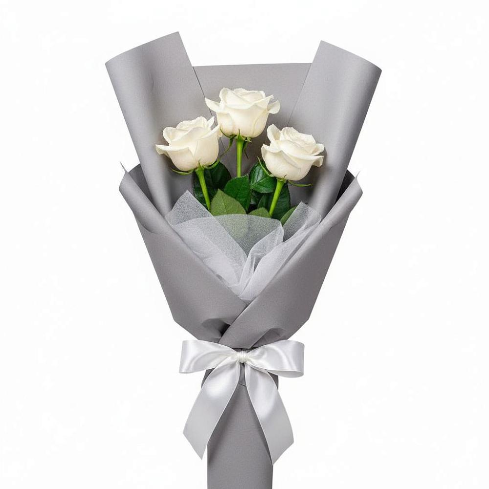 Букет 3 белые розы в Московском