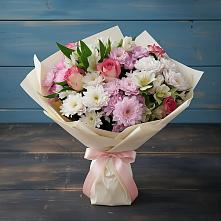 Букет цветов из:  Хризантемы, Альстромерии и Розы в Московском