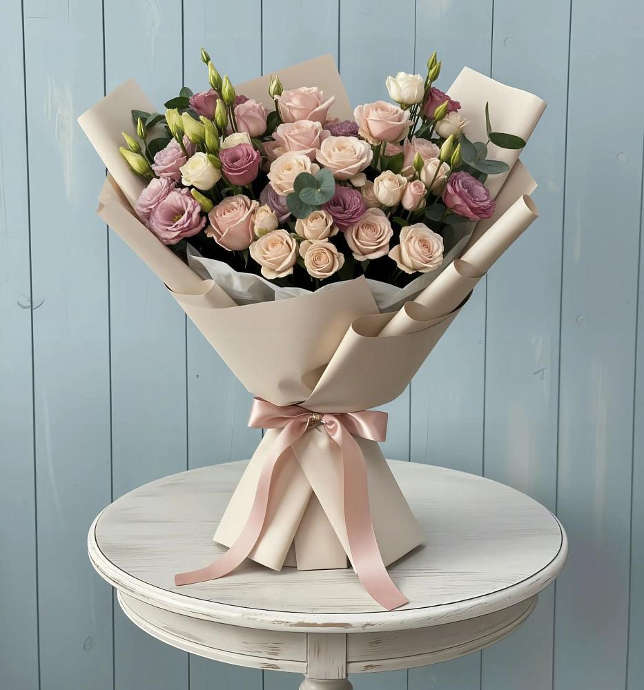 Букет цветов из: Розы и Лизиантусы в Московском