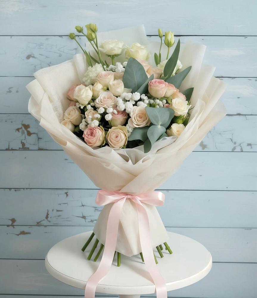 Букет цветов из: Розы и Лизиантусы в Московском