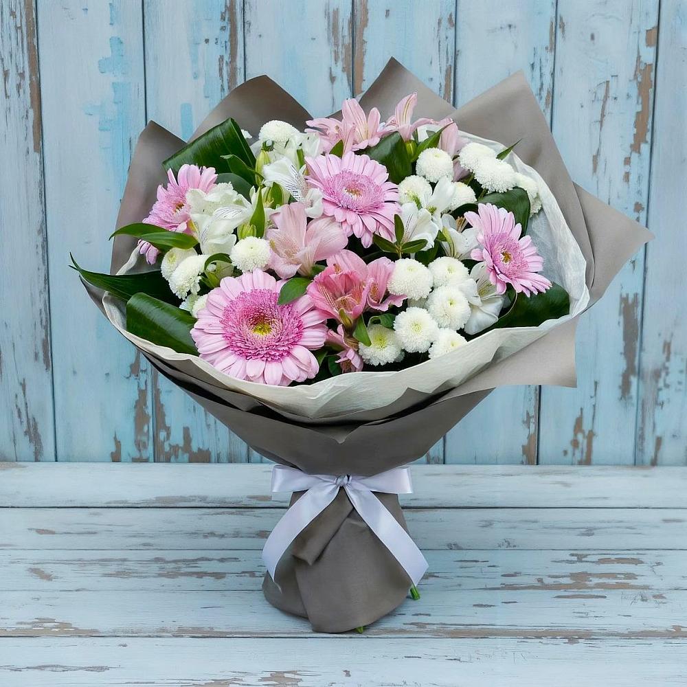 Букет цветов из: Герберы, Альстромерии и Хризантемы в Московском