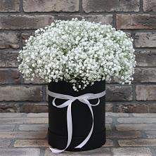 Цветочная композиция из Гипсофила в шляпной коробке в Московском